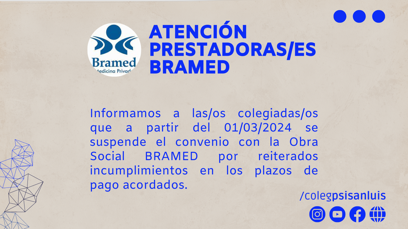 ATENCION PRESTADORAS/ES BRAMED